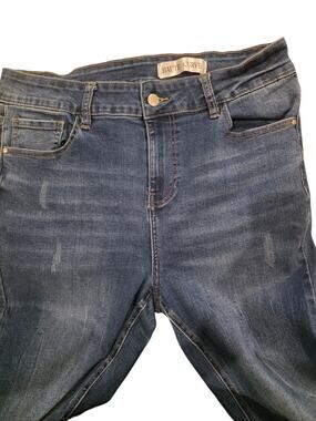 Y2K Haute Curve Skinny Leg Jeans Womens 16 Plus Size Blue Stretch Raw Hem Denim